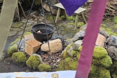 Making natural dyes at the litster's booth